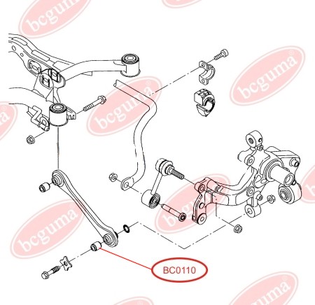 Сайлентблок заднего продольного рычага, левый Audi/Seat/Skoda/VW 04- 40.5x12x60/30