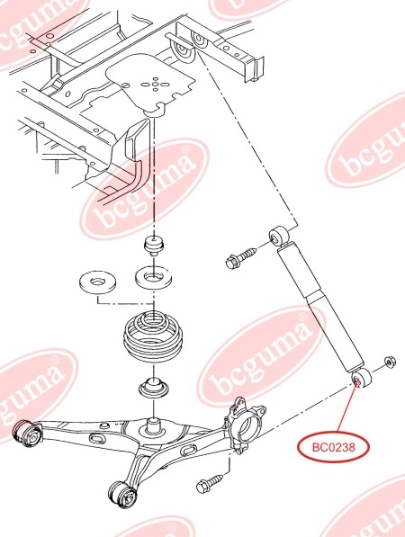 Втулка заднего амортизатора, нижняя VW Caddy 03- (12x41x38) (амортиз. Sachs/Bilstein/Monroe)