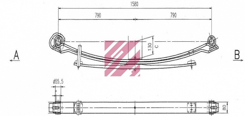 Рессора задняя подкоренная, 814-817D, 809-914, 3-х листовая