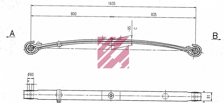 Рессора передняя двух листовая Мерседес 1424L-2534L